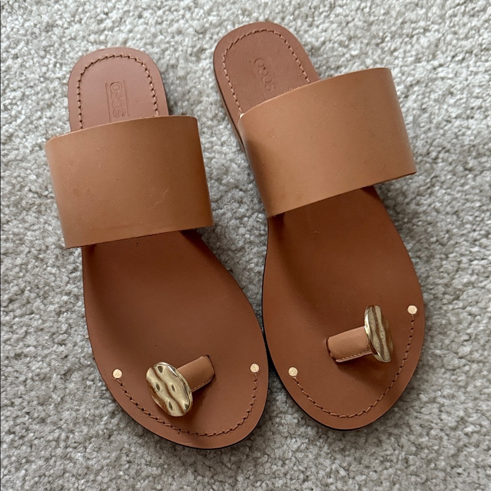 ASOS Tan Sandals with Gold Accents